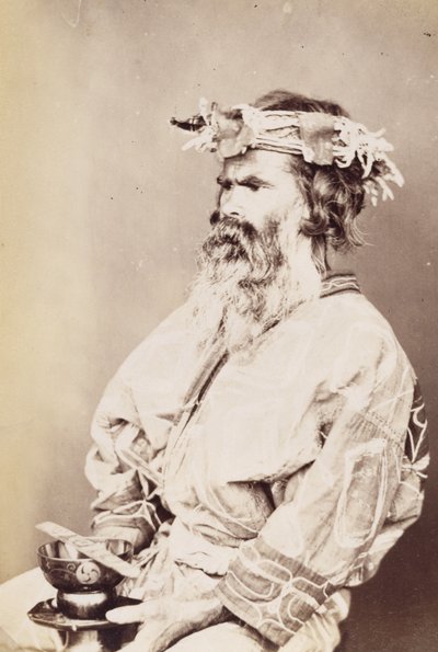 Ainu Man, c.1890 (želatinový stříbrný tisk) od Kenzô Tamoto