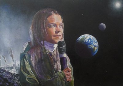 Greta Speaks Out (Wake Up Humanity!), 2022 (malba) od Kevin Parrish