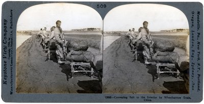 Doprava soli do vnitrozemí trakařovým vlakem, Čína, 1906 od Keystone View Company