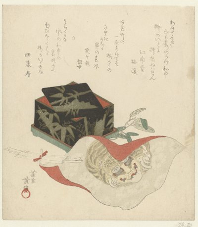 Lakovaná krabice a hadřík od Kikugawa Eishin