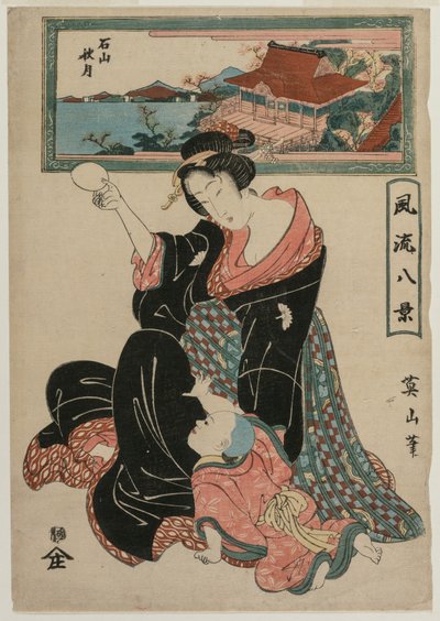 Podzimní měsíc v chrámu Ishiyamadera ze série Módních osm pohledů, c. 1814-17. od Kikugawa Eizan