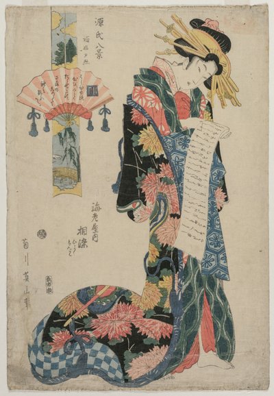 Kurtizána Aizome of the Ebiya (ze série Osm pohledů na příběh Genji) od Kikukawa Eizan