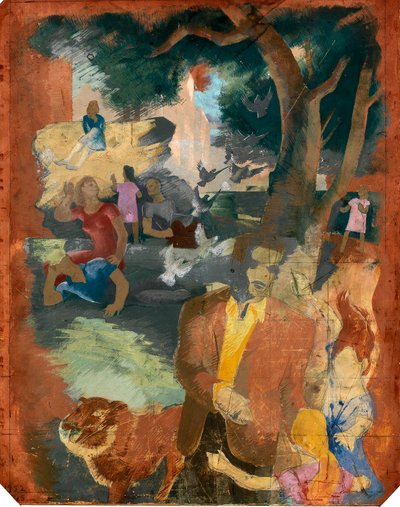 Scény z New Yorku--Central Park (nástěnná studie, poštovní stanice Madison Square, New York City) od Kindred McLeary