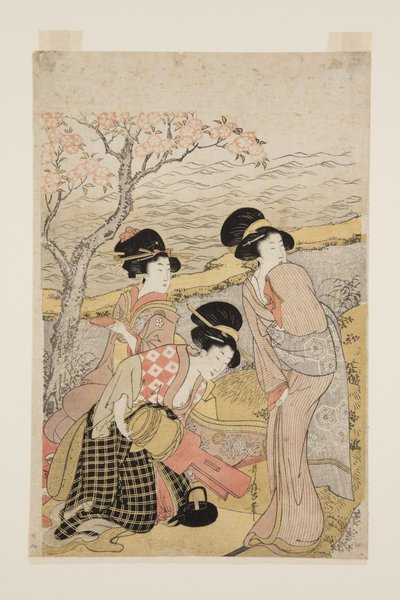 Sake Party u moře (barevný dřevořez) od Kitagawa Utamaro