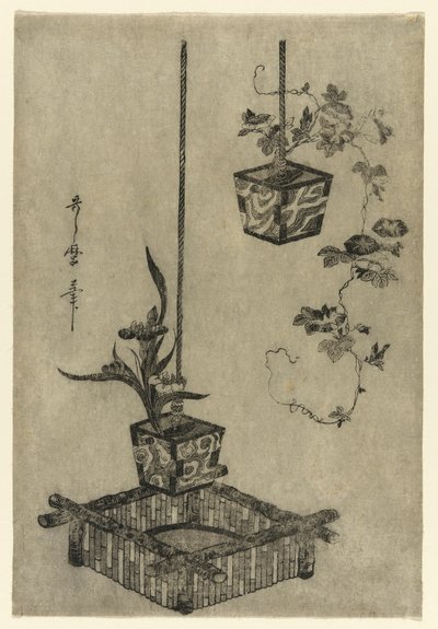 Aranžmá kosatců a svlačec od Kitagawa Utamaro