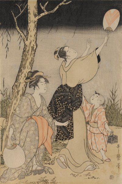 Chytání světlušek pod vrbou (vlevo) od Kitagawa Utamaro