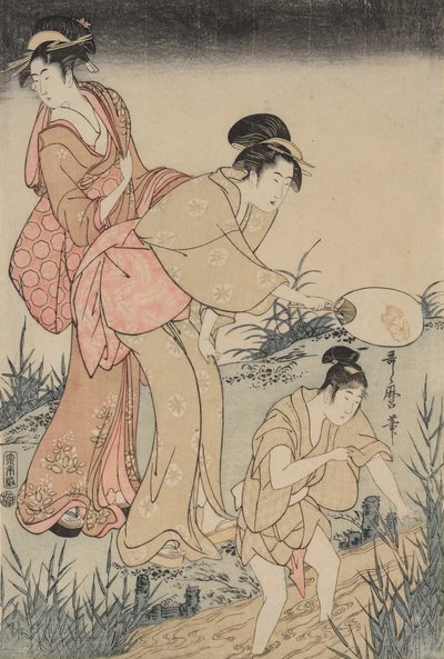Chytání světlušek pod vrbou (vpravo) od Kitagawa Utamaro