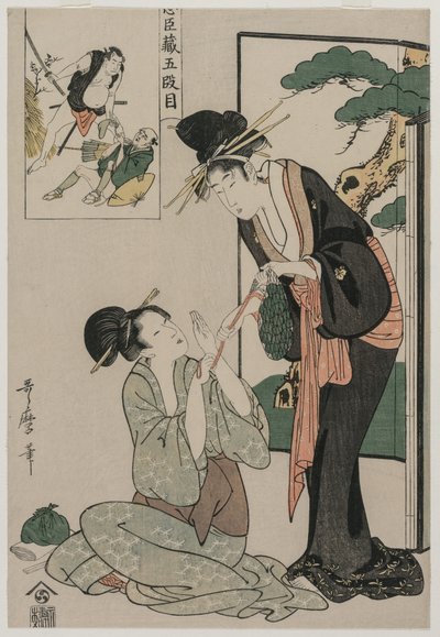 Chushingura: V. dějství The Storehouse of Loyalty, konec 90. let 18. století. od Kitagawa Utamaro