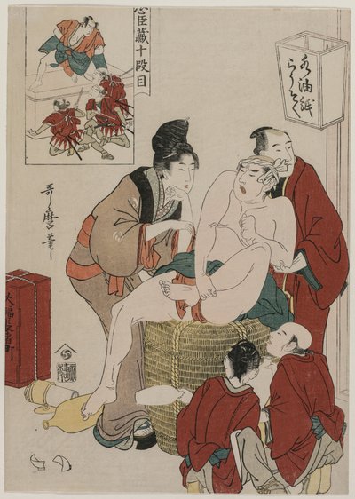 Chushingura: Akt X z The Storehouse of Loyalty od Kitagawa Utamaro