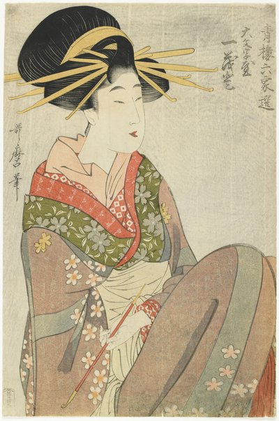 Courtesan Hitomoto of the Daimonjiya House, 1801-1802 od Kitagawa Utamaro