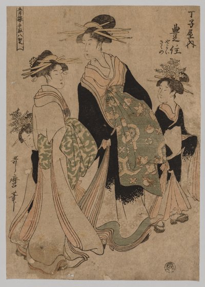 Kurtizány a průvodčí od Kitagawa Utamaro