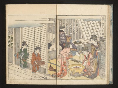 Kurtizány a host během zimního rána od Kitagawa Utamaro