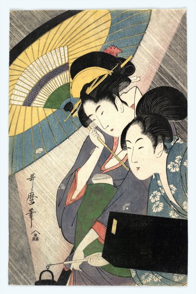 Deux femmes sous un parapluie - Dvě ženy pod deštníkem par Utamaro, Kitagawa (1753-1806) od Kitagawa Utamaro