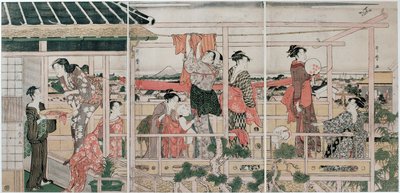 Sušení prádla, c. 1790 od Kitagawa Utamaro