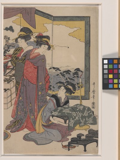 Festival Ebisu (barevný dřevořez) od Kitagawa Utamaro