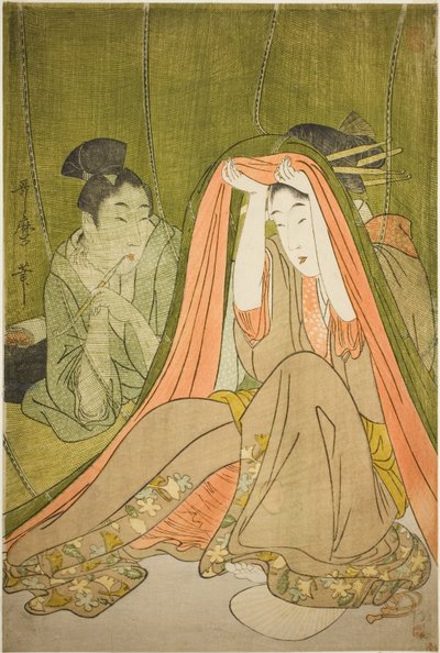 Vynoření ze sítě proti komárům od Kitagawa Utamaro