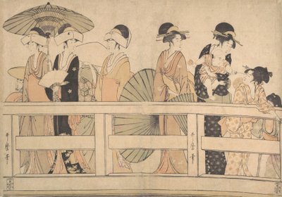 Užijte si chladný večerní vánek na...mostu, ca. 1800. od Kitagawa Utamaro
