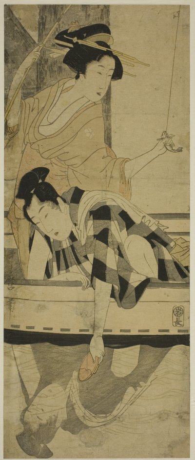 Rybaření pod mostem od Kitagawa Utamaro