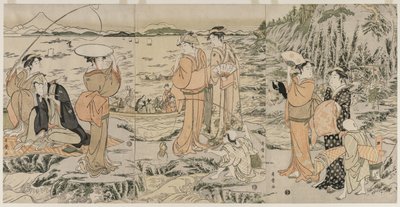Rybaření na prkně Rock v Enoshima od Kitagawa Utamaro