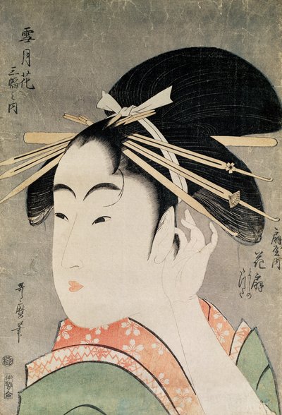 Hlava ženy (barevný dřevořez) od Kitagawa Utamaro
