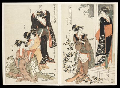 Kômei bijin mitate Chûshingura junimai tsuzuki (drama Chûshingura parodované slavnými kráskami): sada dvanácti tisků, kolem roku 1795 (barevný dřevořez) od Kitagawa Utamaro