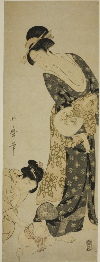 Matka a dítě od Kitagawa Utamaro