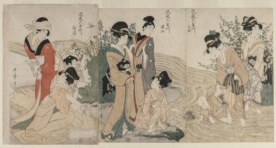 Musashi, Omi, Yamashiro, Idea d Settsu P Lovinse s od Te Serie s Fasio na Be si x Jewer Rivers (No Furyu Tama River) od Kitagawa Utamaro