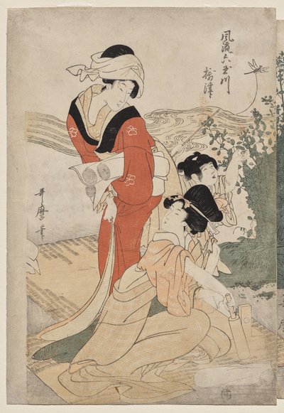 Provincie Musashi ze série Fashionable Six Jewel Rivers (Furyu Mu Tamagawa) od Kitagawa Utamaro