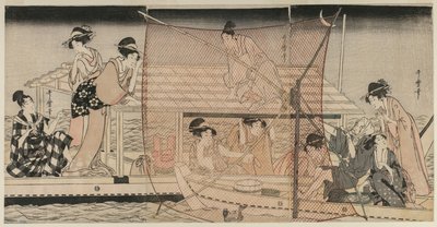 Síťový rybolov v noci na řece Sumida, c. 1800. od Kitagawa Utamaro