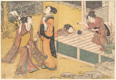 Novoroční hry, z tištěné knihy „Květy čtyř ročních období“ (Shiki no hana) od Kitagawa Utamaro