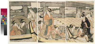 Nahoře a pod mostem Rjogoku od Kitagawa Utamaro