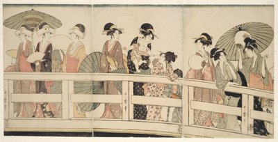 Nahoře a pod mostem Rjogoku od Kitagawa Utamaro