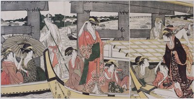 Nahoře a pod mostem Ryogoku, c. 1796 od Kitagawa Utamaro