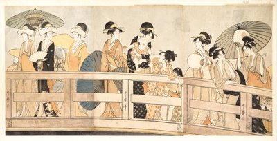 Nahoře a pod mostem Ryogoku, c. 1800 od Kitagawa Utamaro