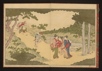 Lidé vracející se z večírku s prohlídkou květin od Kitagawa Utamaro
