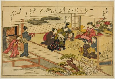 Shell-Matching Game, z ilustrované knihy „Dárky z odlivu (Shiohi no tsuto)“ od Kitagawa Utamaro