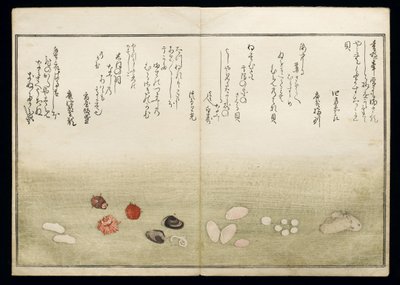 Shiohi no tsuto (Dárky z odlivu), známé jako Shell Book, 1789 (barevný dřevořez) od Kitagawa Utamaro
