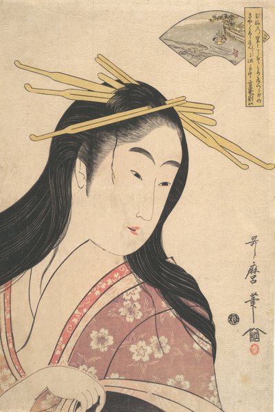 Ruční výroba Tama River, od teserie s, x Tamari Vers Mutama River, nebo? 1798. od Kitagawa Utamaro