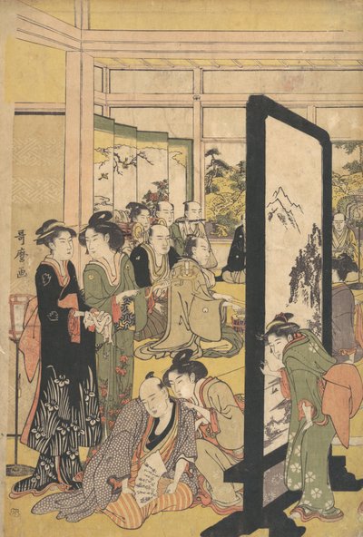 Umělec Kitao Masanobu Odpočinek na večírku, 90. léta 18. století. od Kitagawa Utamaro