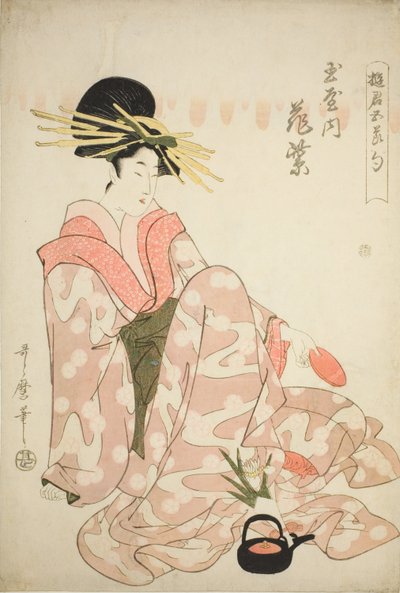Kurtizána Hanamurasaki z Tamaya, ze série „Kurtezáni pěti festivalů (Yukun gosekku)“ od Kitagawa Utamaro