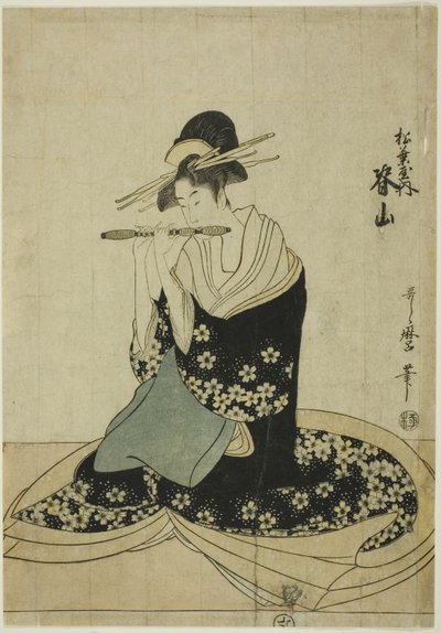 Kurtizána Seyama z Matsubaya, z nepojmenované série kurtizán z Matsubaya jako pěti hudebníků od Kitagawa Utamaro