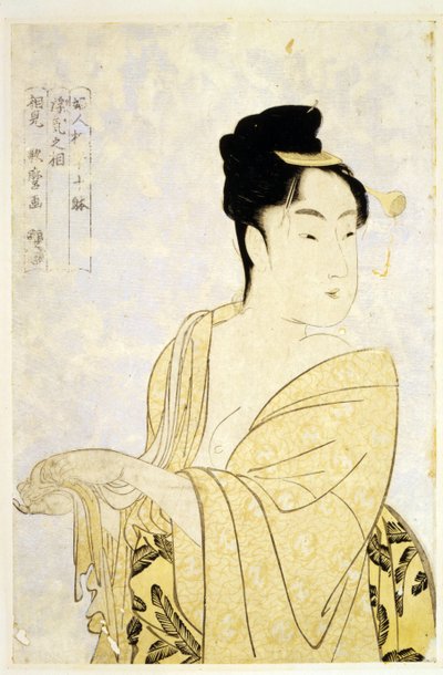 Fancy-Free Type, ze série Deset typů ve fyziognomické studii žen par Utamaro, Kitagawa (1753-1806), c. 1793 - Barevný dřevoryt, 34,2x22,6 - Soukromá sbírka od Kitagawa Utamaro