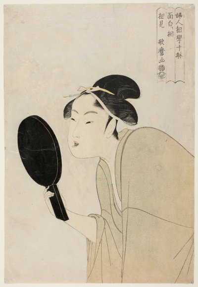 Zajímavý typ (Omoshiroki tak), ze série „Deset typů ve fyziognomickém studiu žen“ („Fujin sogaku juttai“) od Kitagawa Utamaro