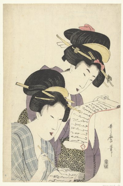 Dvě ženy s dopisy od Kitagawa Utamaro