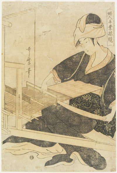 Tkaní na tkalcovském stavu od Kitagawa Utamaro