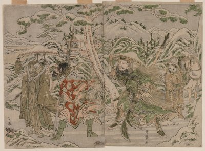 Zimní scéna z Romance tří království, c. 1790. od Kitagawa Utamaro