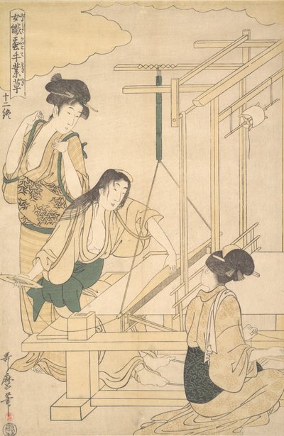 Ženy tkající hedvábné plátno, ca. 1800. od Kitagawa Utamaro