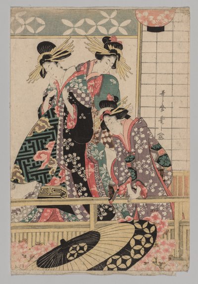 Yoshiwara ženy při pohledu do ulice na jaře od Kitagawa Utamaro