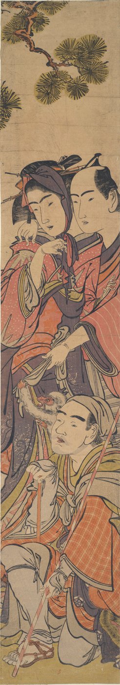 Oshun a Dembei si hrají s opicí na Yojiru? od Kitao Masanobu