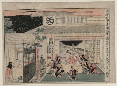 Chushingura: Act X ze série Perspective Pictures pro The Treasure House of Loyalty, c. 1790 od Kitao Masayoshi